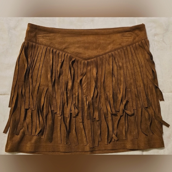 La Reine Fringe Suede-feel Skirt Size Small - Picture 1 of 8